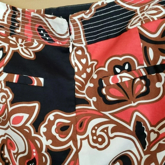 Merona 6 salmon/blk/white‎ paisley skirt - Picture 3 of 6